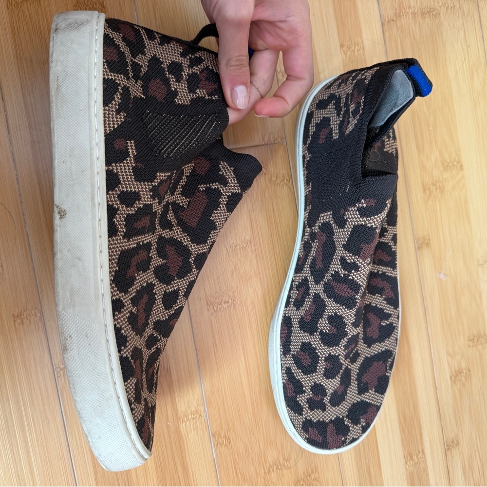 Rothy’s The Chelsea Bootie sneakers in wildcat leopard print